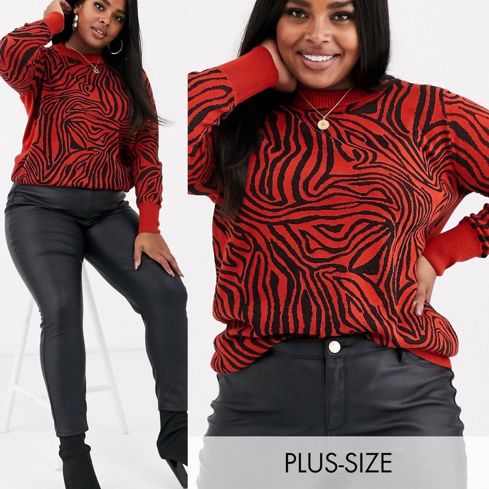 Junarose Plus animal print sweater - red/black